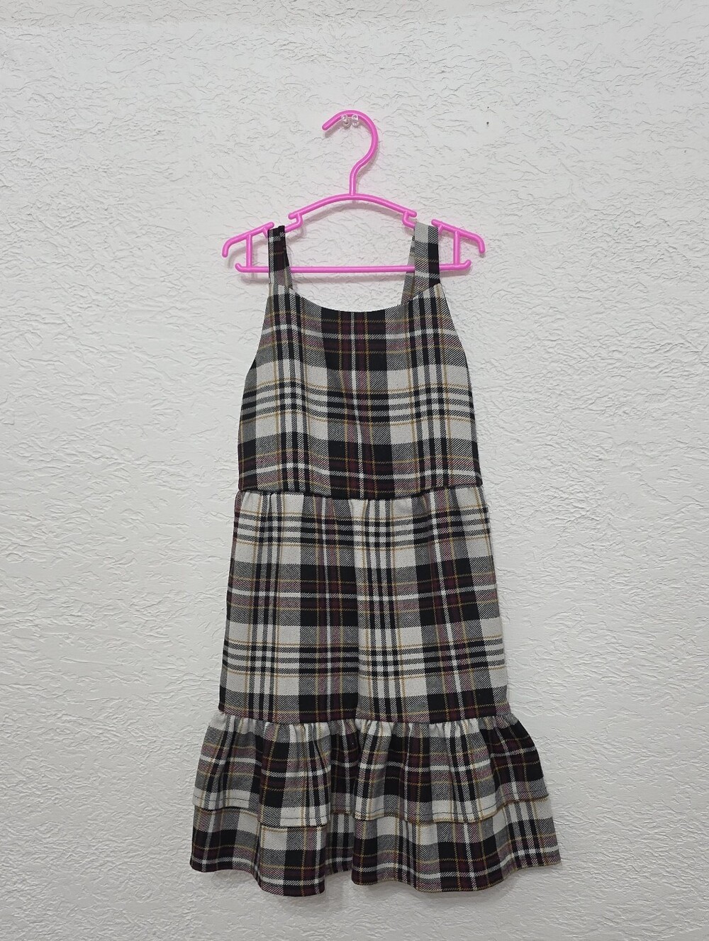 Girls Plaid Tiered Sundress in Cream and Black DIVA GIRL SIZE 6